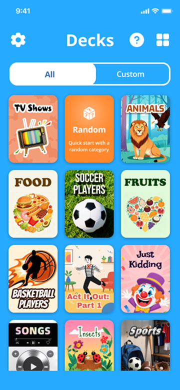 Charades app screen preview